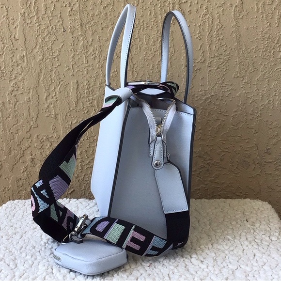 Karl Lagerfeld Pastel Blue Satchel with Logo Strap